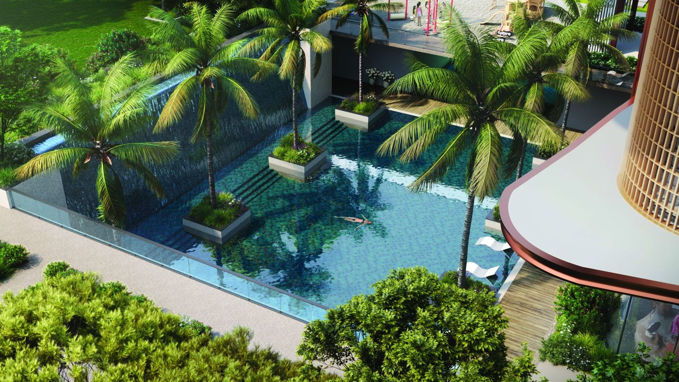 Sunken open-to-sky swimming pool at The Tiara
