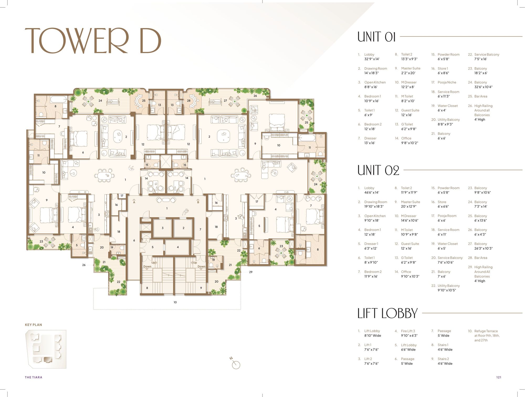 Tower D typical floor plan, The Tiara